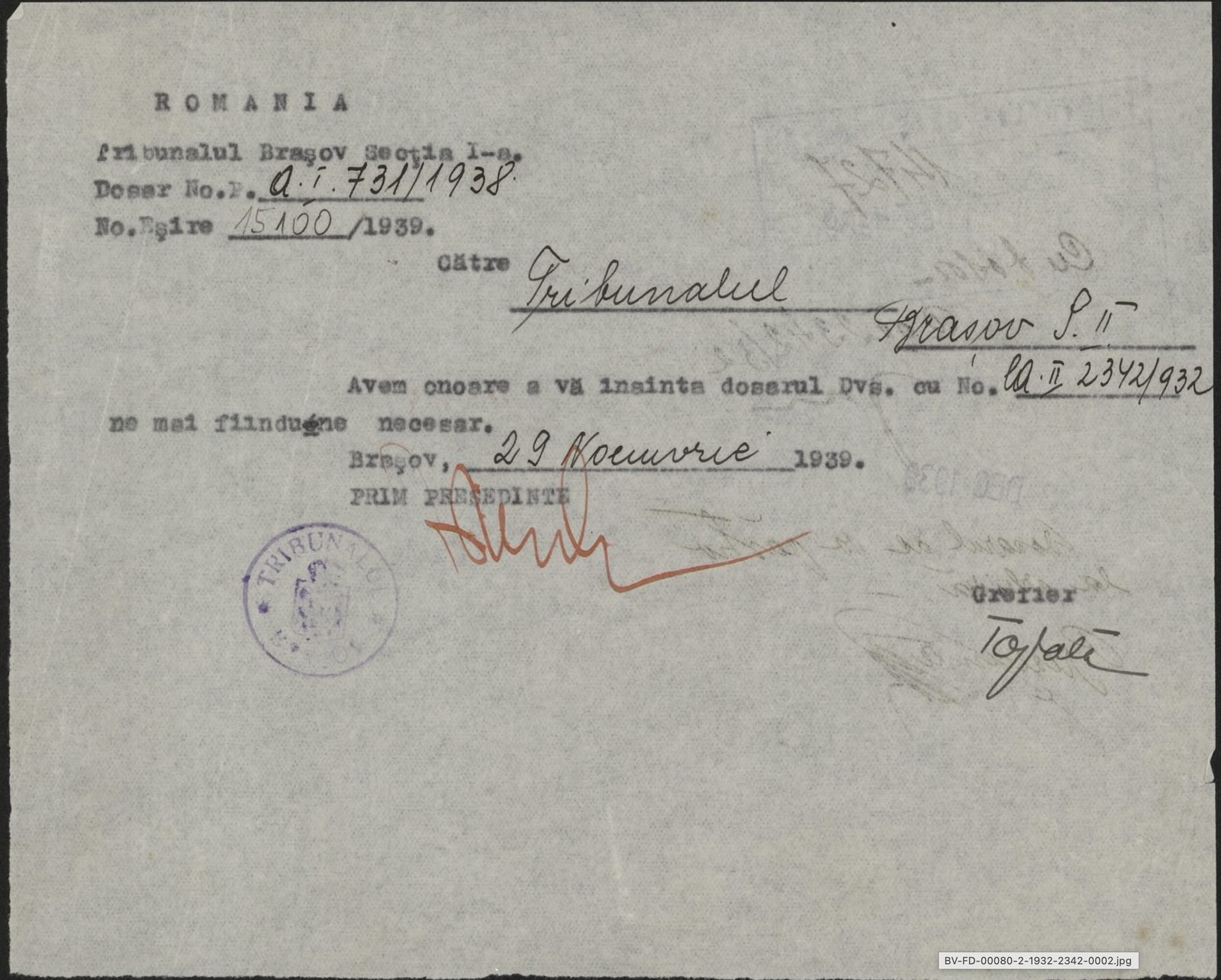 Fila 2 din dosarul C.II 2342/1932