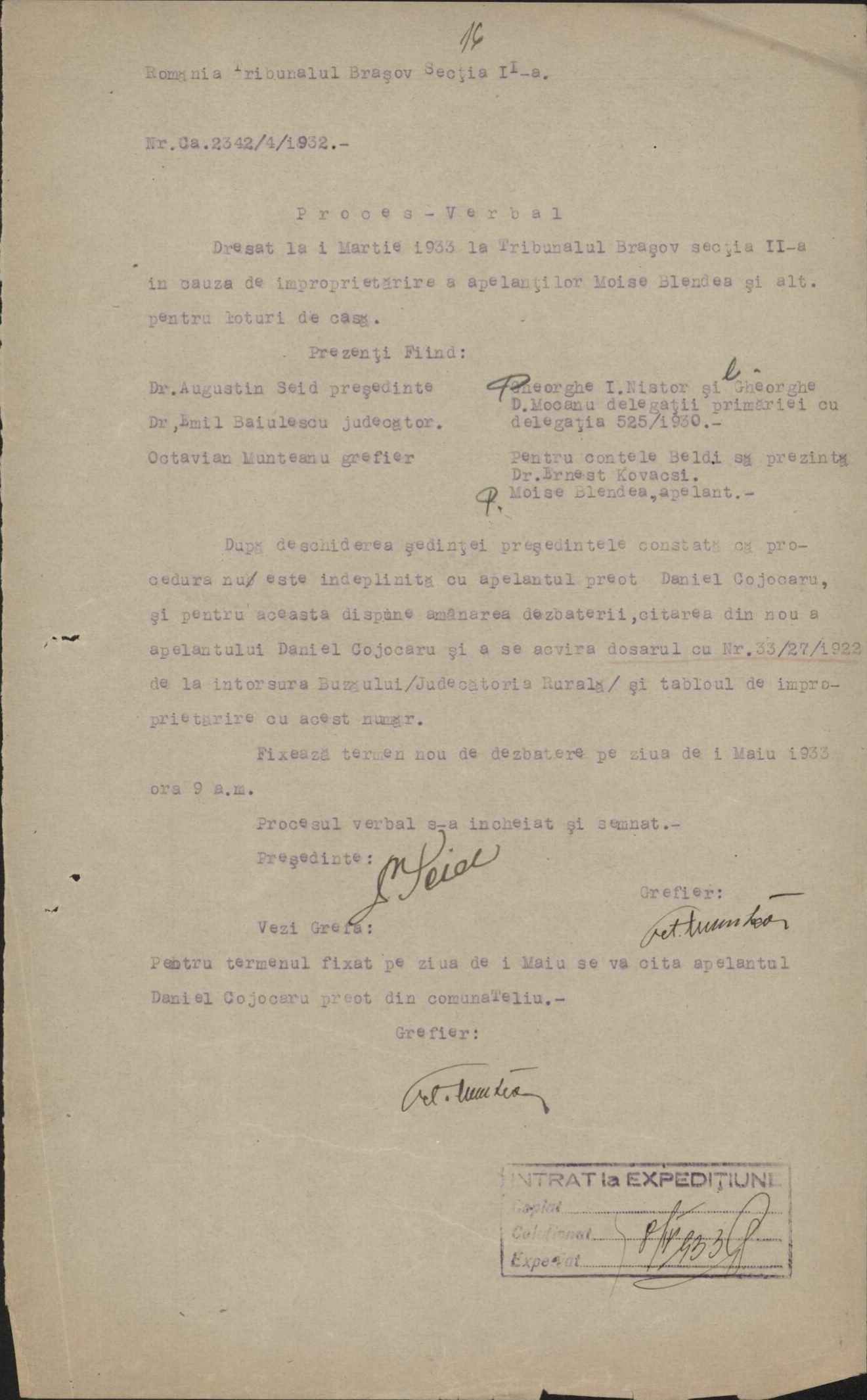 Fila 22 din dosarul C.II 2342/1932