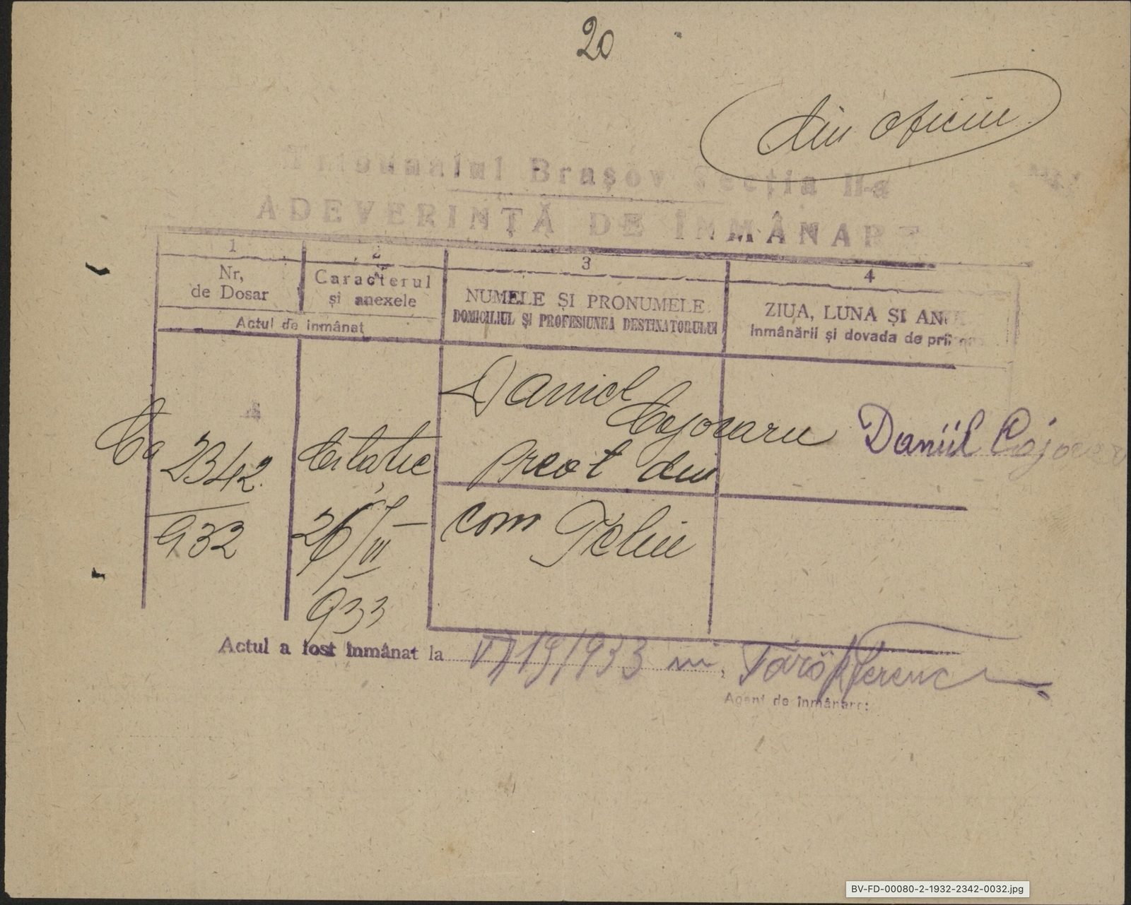 Fila 28 din dosarul C.II 2342/1932