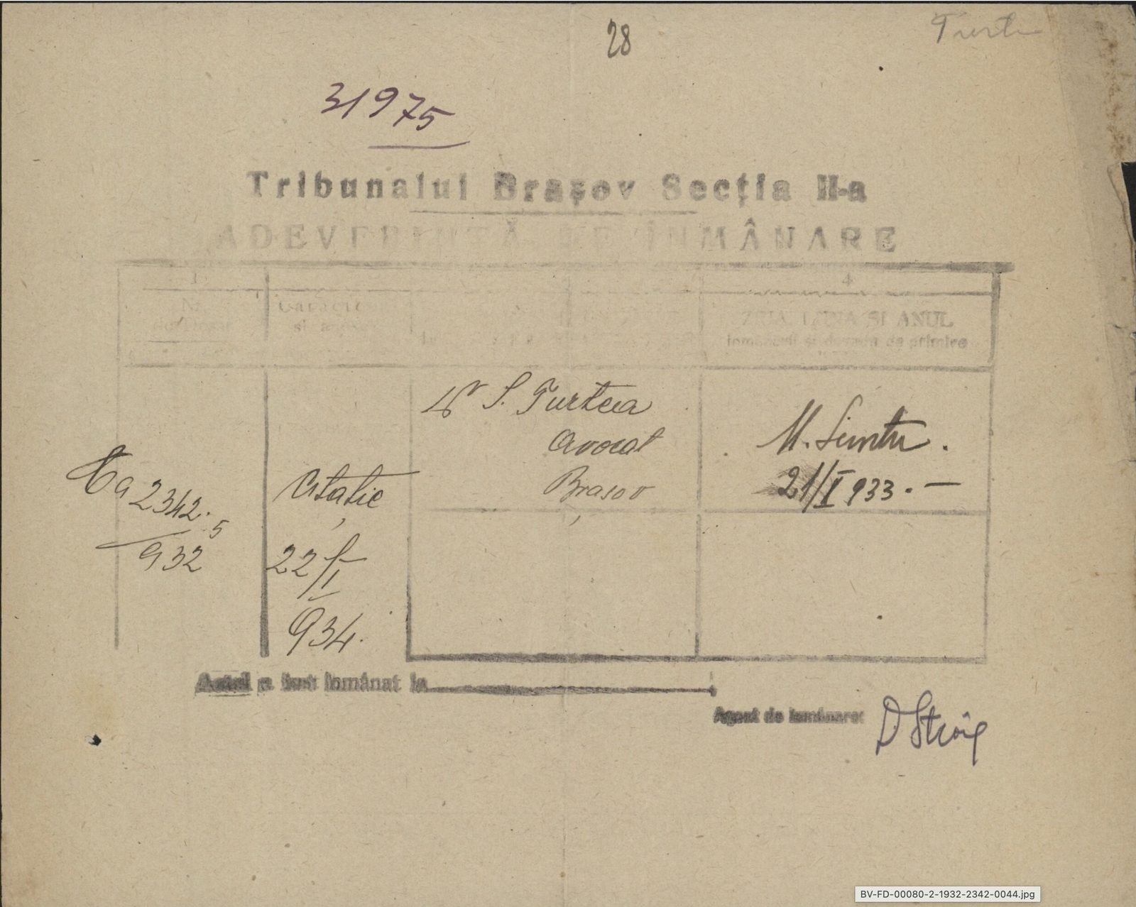 Fila 38 din dosarul C.II 2342/1932