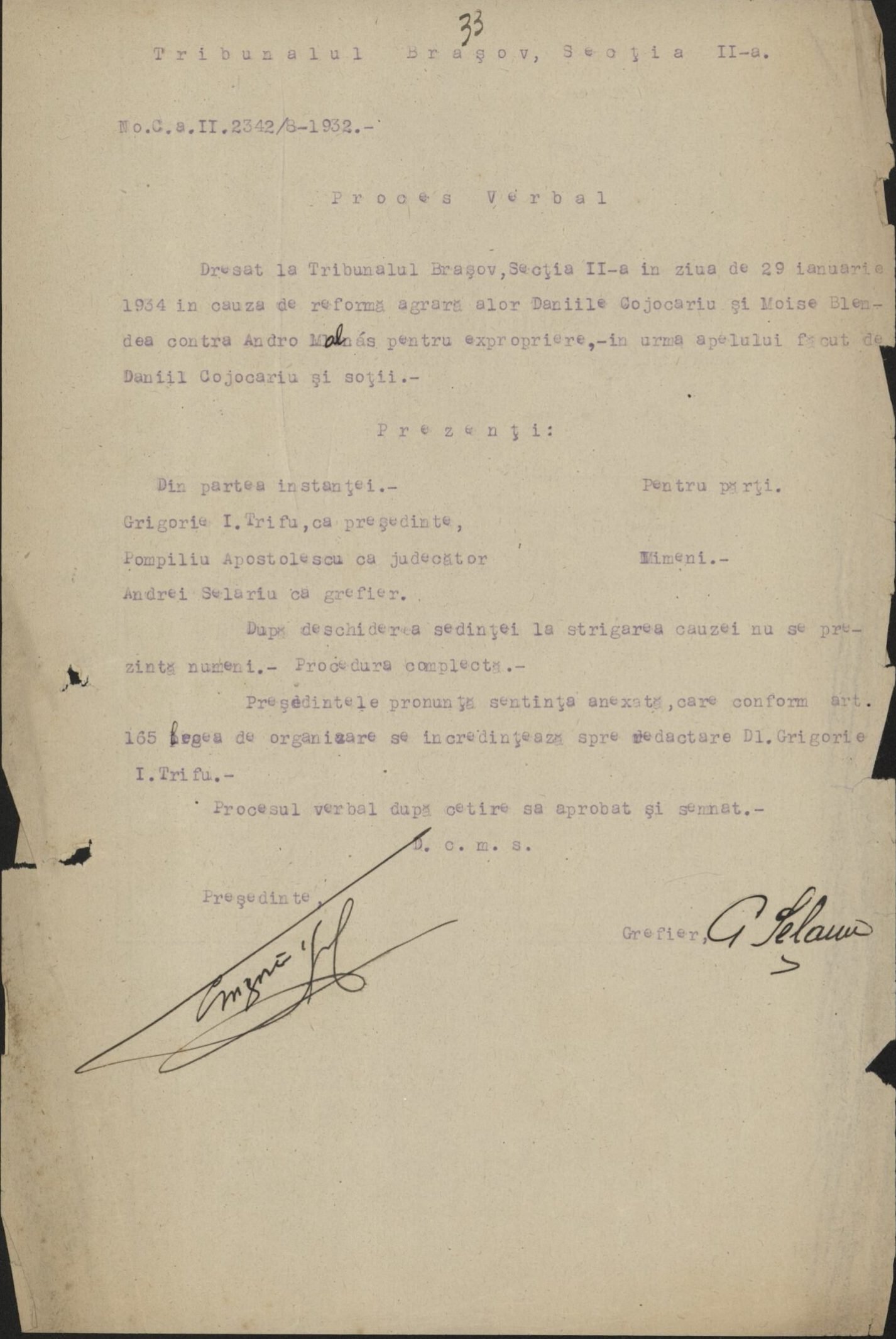 Fila 46 din dosarul C.II 2342/1932