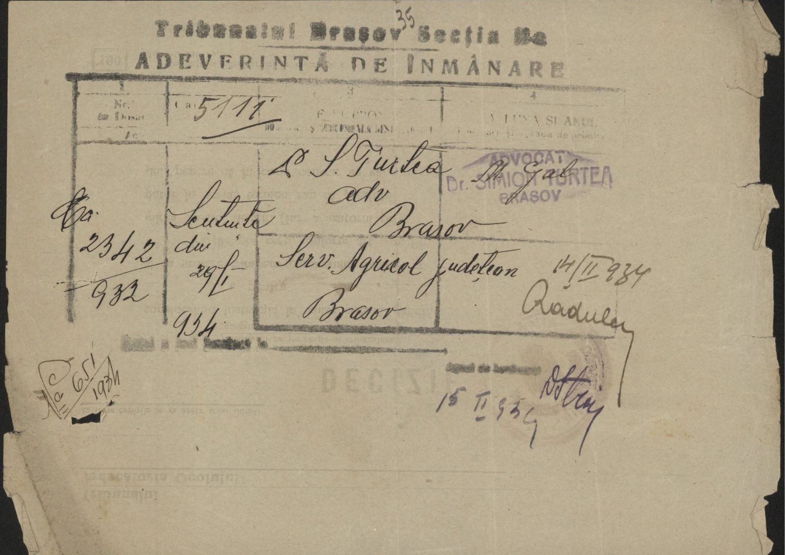 Fila 49 din dosarul C.II 2342/1932
